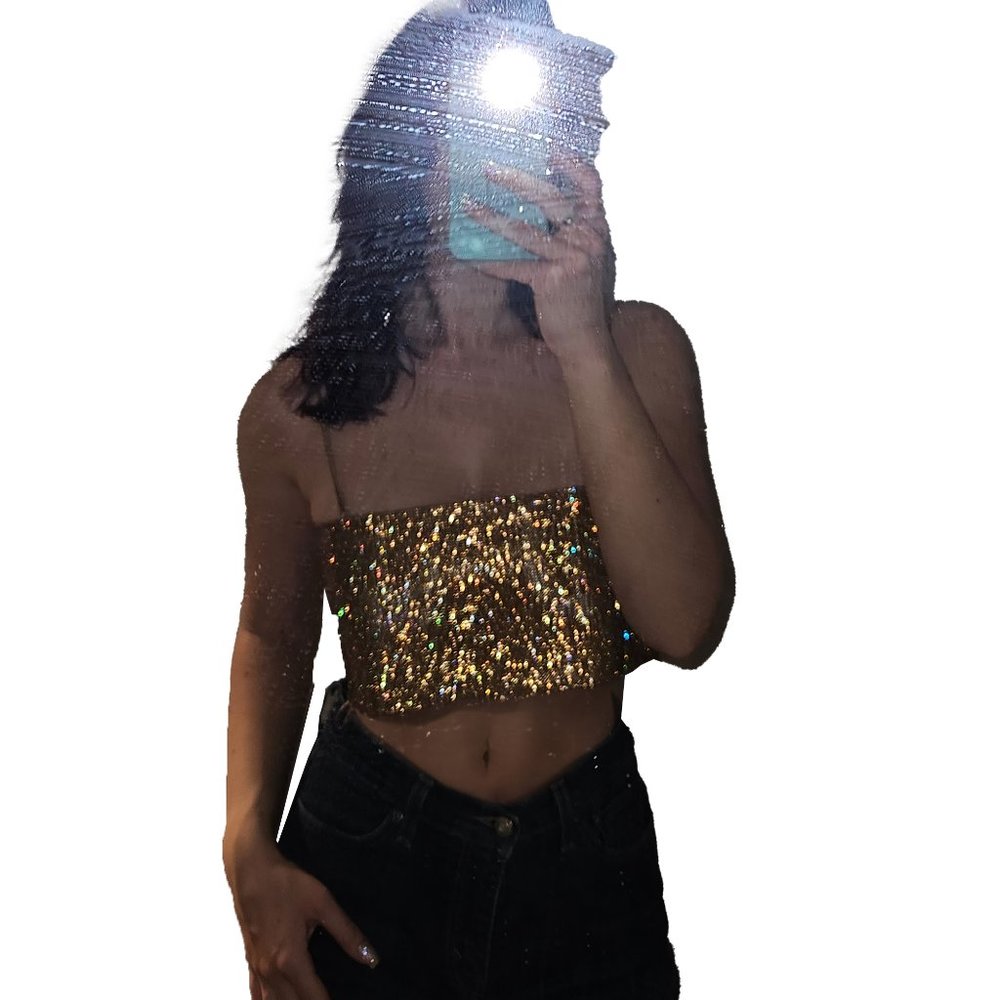 NWT Zara shimmery bronze gold crop top xs/s